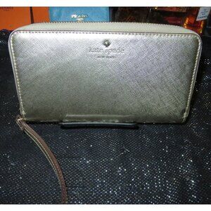 Kate Spade New York Joeley Gold Metallic Leather Zip Around Long Wallet